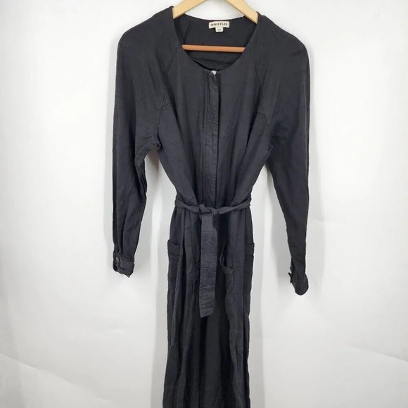 Whistles Long Sleeve Tie Waist Zip Front Jumpsuit in Black Size US 10 - Picture 4 of 15